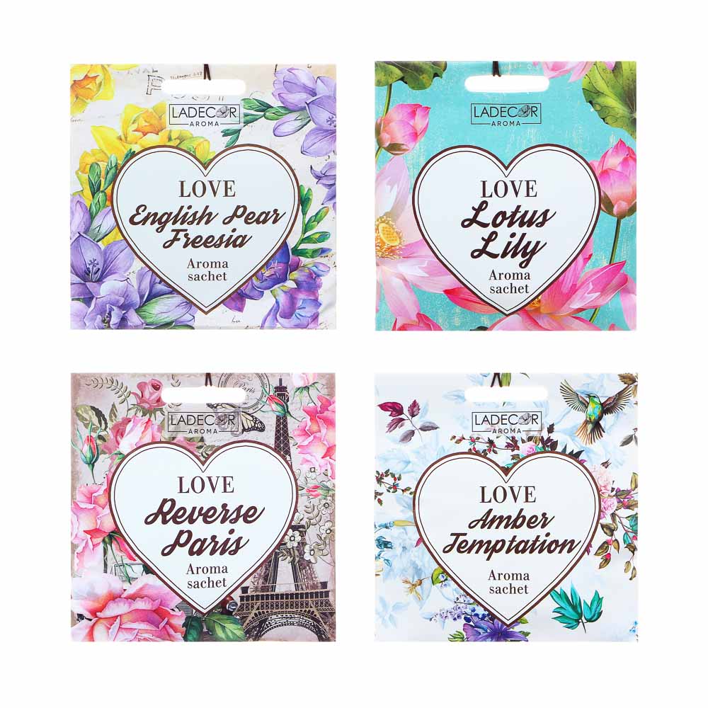 LADECOR Аромасаше 10гр, с ароматами любви, лотос и лилия, янтарь, груша и фрезия,париж, арт.№ 425-127