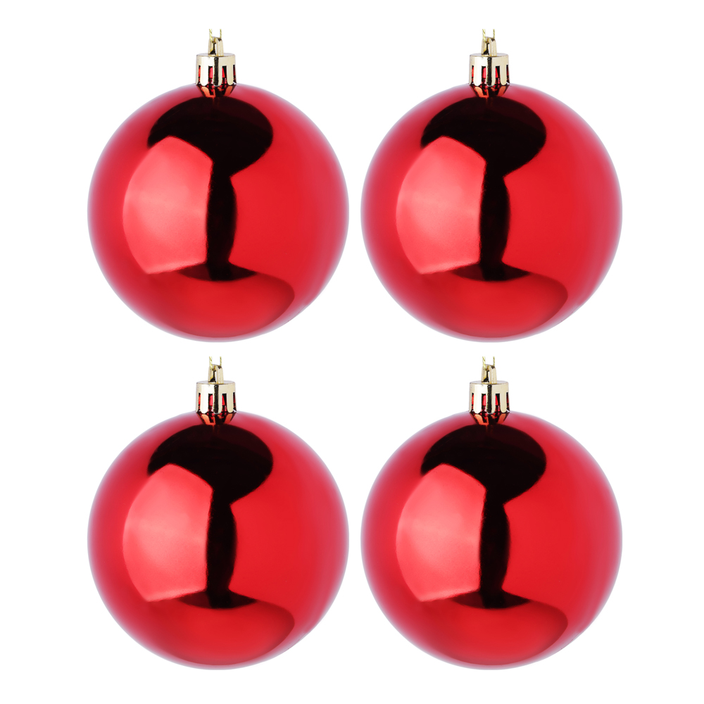 СНОУ БУМ Набор шаров 4шт 8см пластик, красный, арт.№ 372-579
