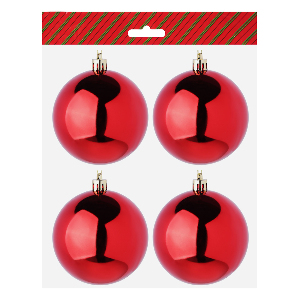 СНОУ БУМ Набор шаров 4шт 8см пластик, красный, арт.№ 372-579