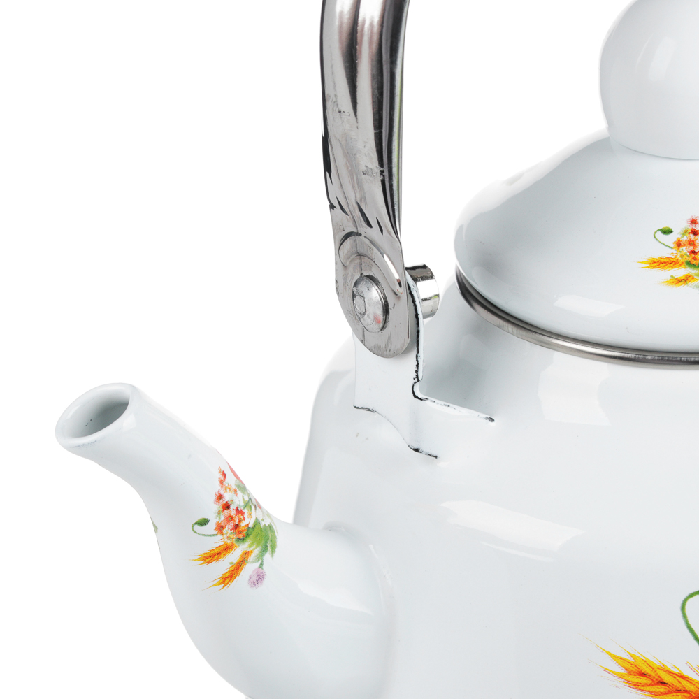 Чайник эмалированный 1,1 л, "Полянка", 2 дизайна, арт.№ 894-404