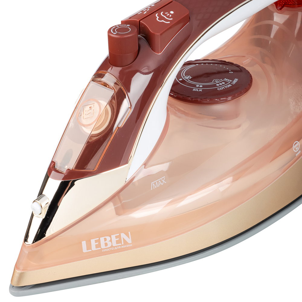 LEBEN Утюг с отпаривателем 2200Вт, керамика, антикапля, антинакипь, очистка, автовыкл., бак 480 мл, арт.№ 249-042