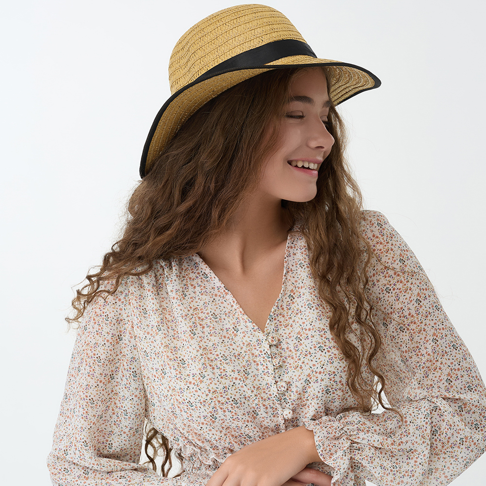 GALANTE Шляпка женская с контрастной окантовкой, р-р 56, 100% целлюлоза, 3 цвета, арт.№ 314-013