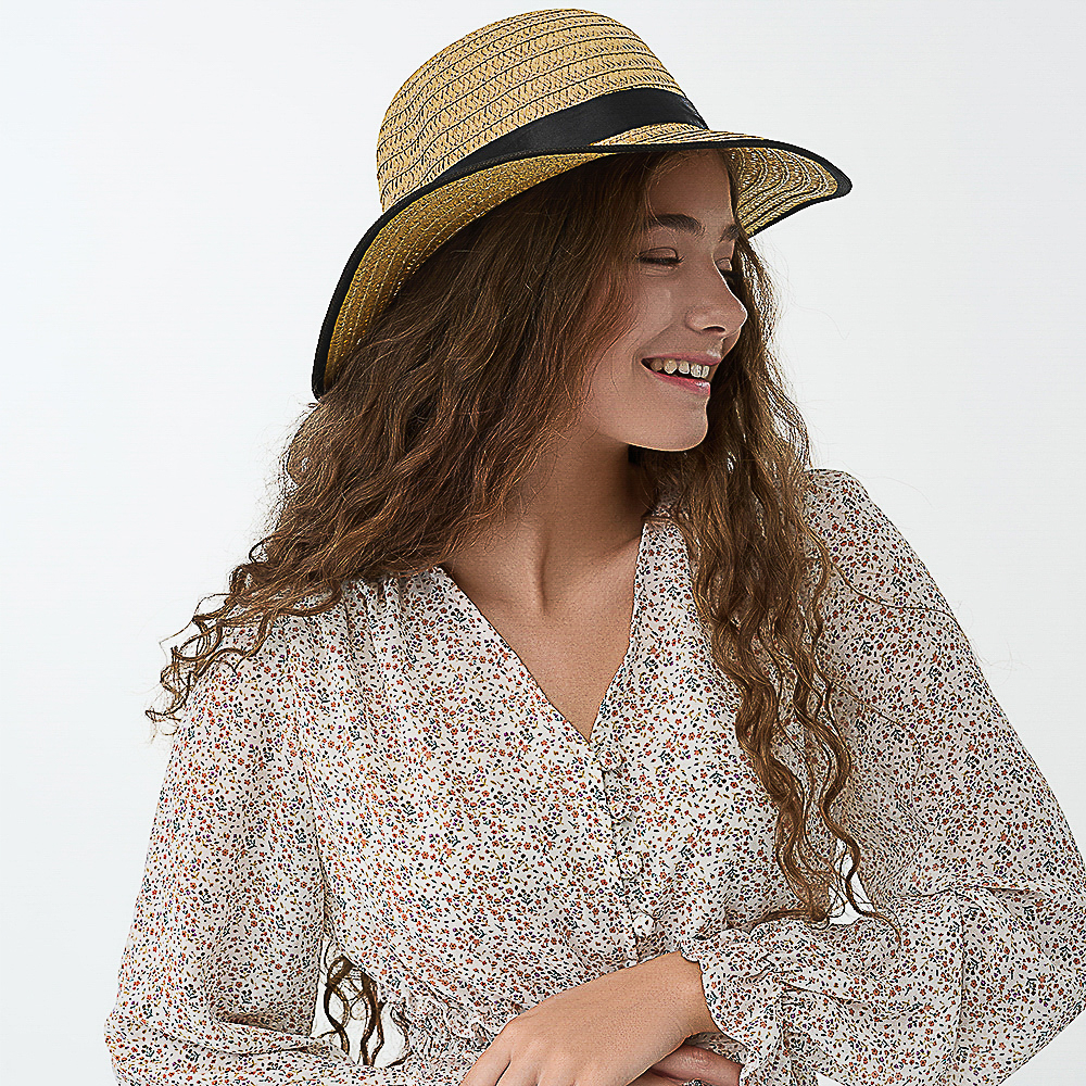 GALANTE Шляпка женская с контрастной окантовкой, р-р 56, 100% целлюлоза, 3 цвета, арт.№ 314-013