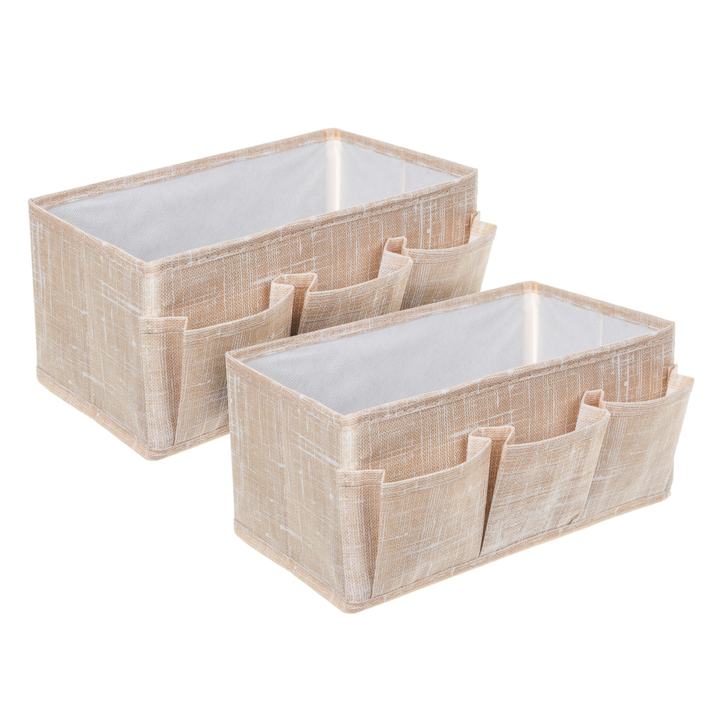 Комплект коробов тм VETTA ЛЁН, текстиль, бежевый, 25х15х12см, 2 шт, арт.№ 457-642