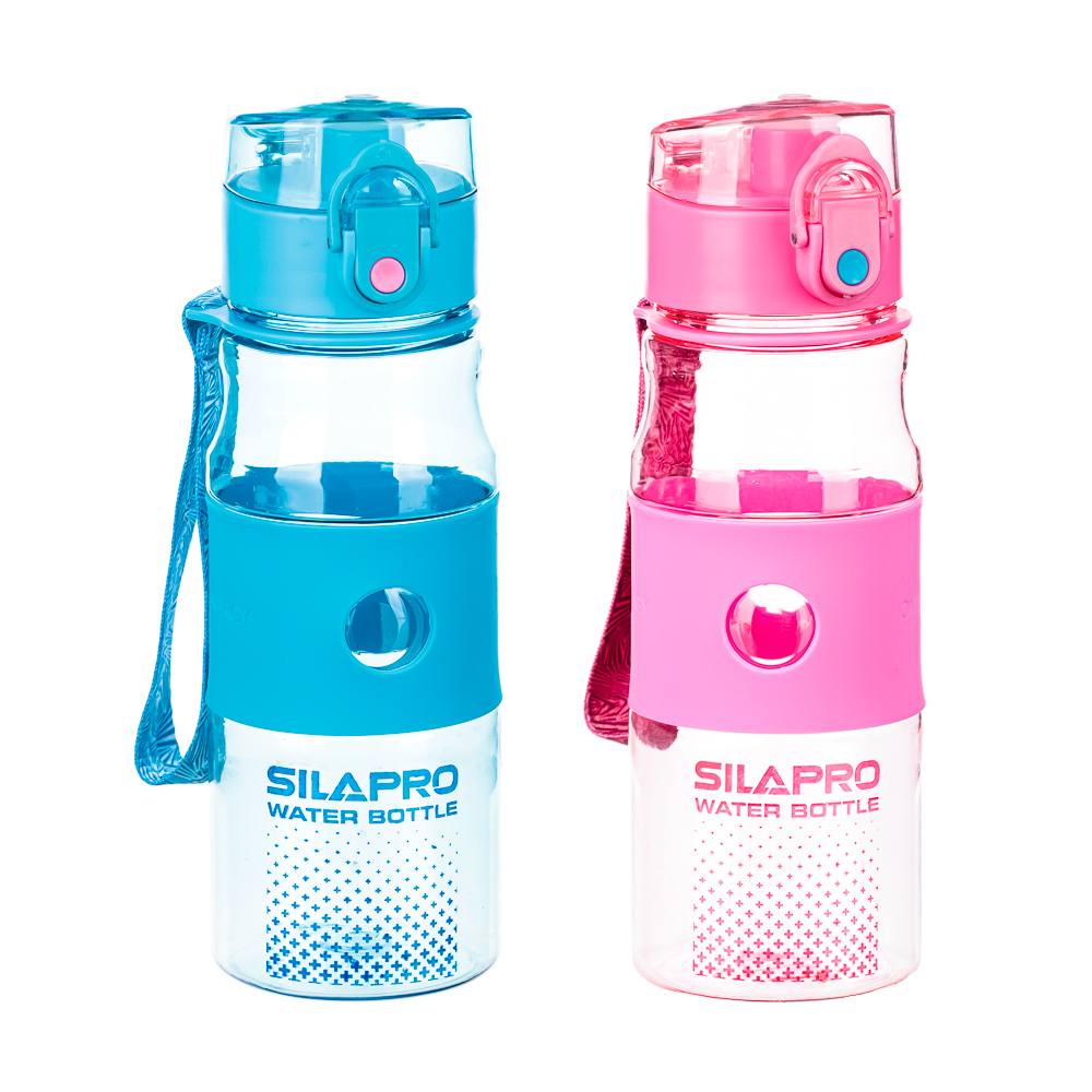 SILAPRO Спортивная бутылка 380мл, 18х6,5см, силикон, PC, 2 цвета, арт.№ 088-007