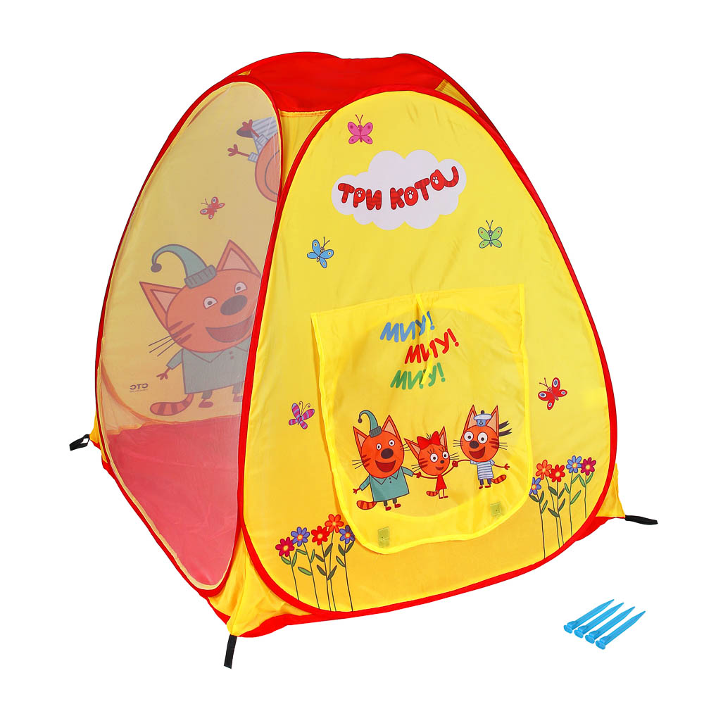 ИГРОЛЕНД Палатка "Три кота" игровая конус, полиэстер, 95х95х95см, арт.№ 275-052