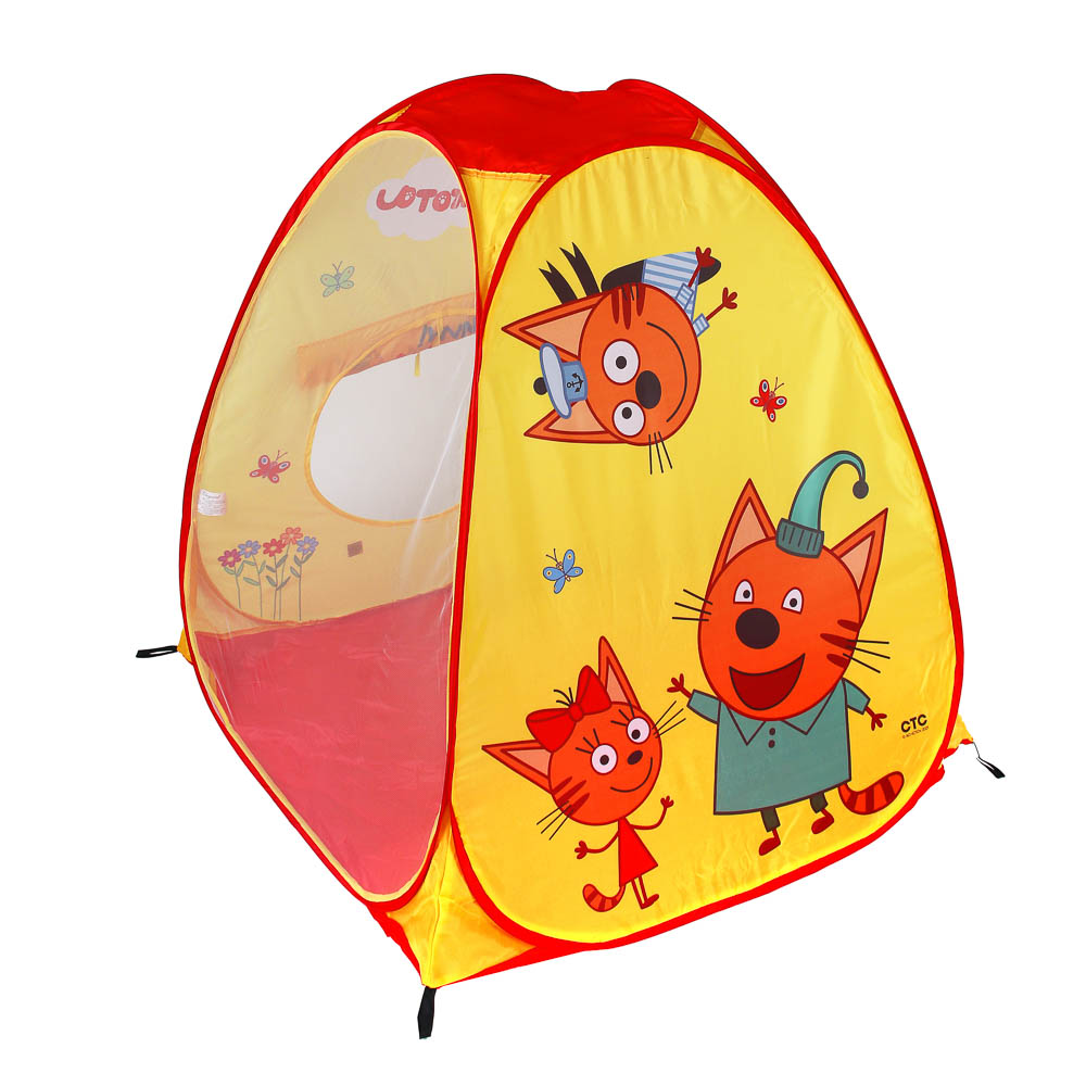 ИГРОЛЕНД Палатка "Три кота" игровая конус, полиэстер, 95х95х95см, арт.№ 275-052