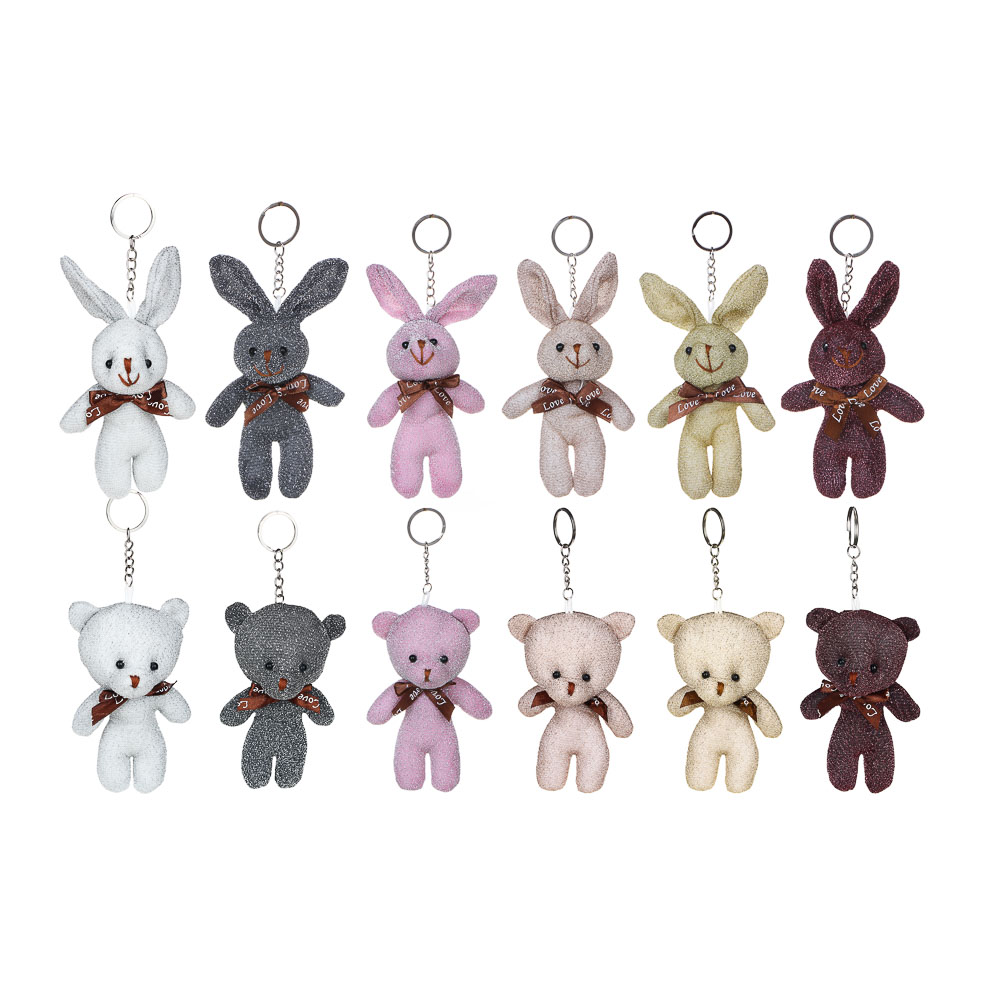 МЕШОК ПОДАРКОВ Подвеска Мишка/Зайчик плюшевый, 12-15см, полиэстер, сплав, 2 дизайна, арт.№ 264-138