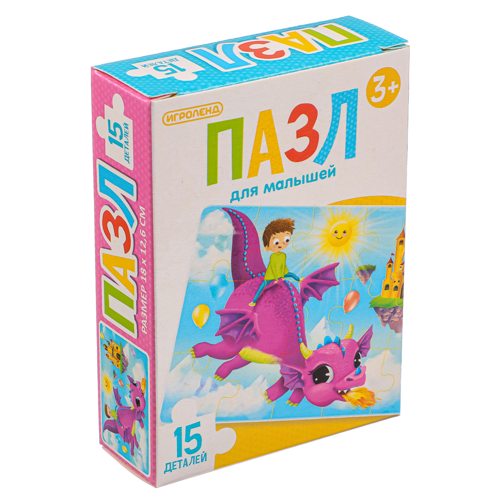 ИГРОЛЕНД Пазл 15 деталей Мультфильмы, картон, 18х13см, 8-12 дизайнов, ORIGAMI, арт.№ 898-005