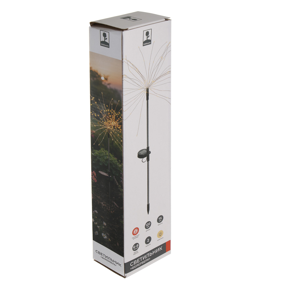 Светильник сад. на солн.батар. Фейерверк тм INBLOOM, 75см, 120LED, шампань,AAA200mAh Ni-MH, 2реж.,PP, арт.№ 475-357