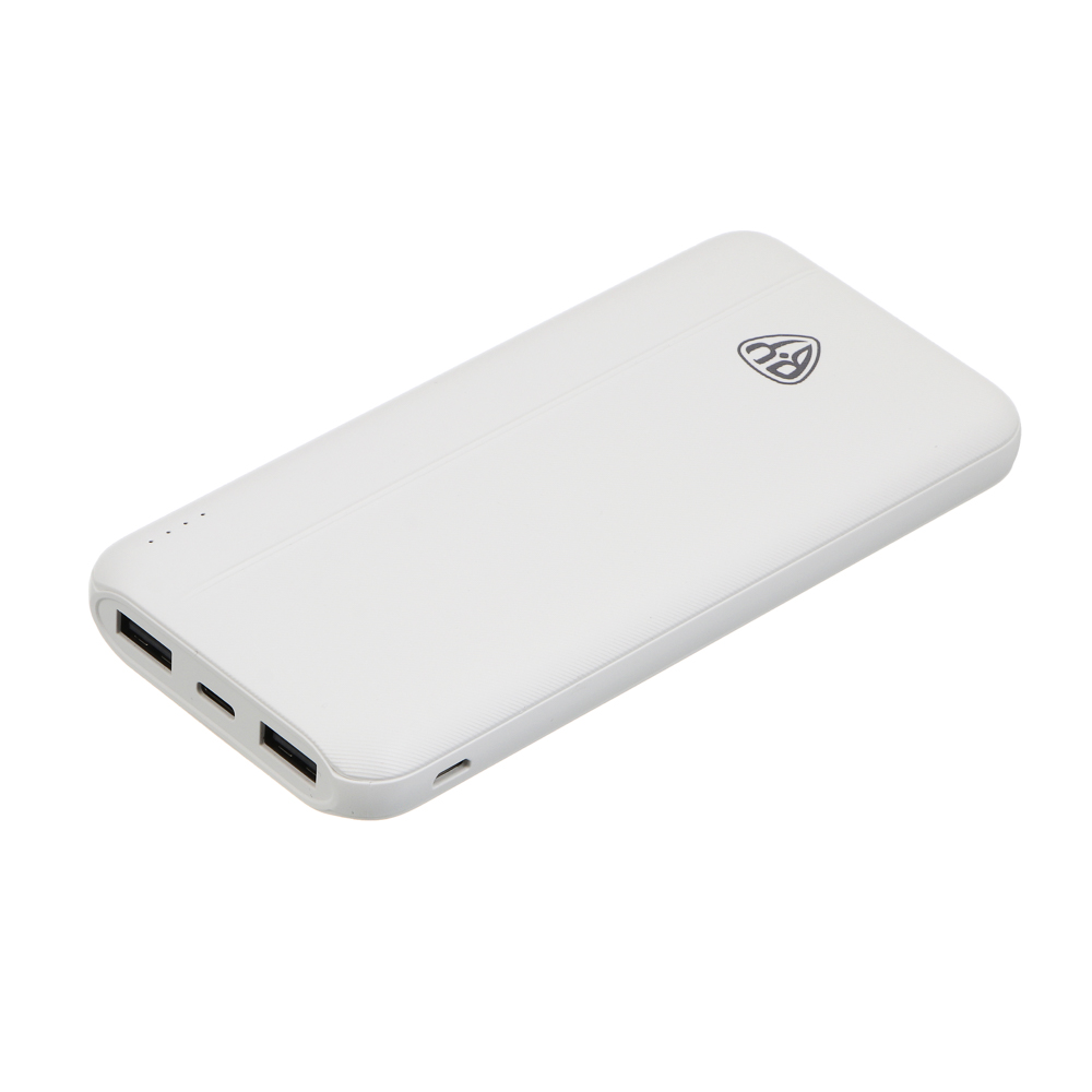 Аккумулятор мобильный BY 10000мАч, 2xUSB-A, 1xUSB-C, 1xMicro-USB, ребристый, 10W, белый, арт.№ 031-165