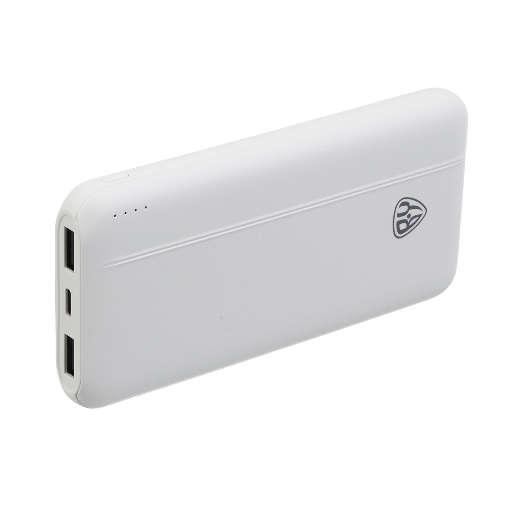 Аккумулятор мобильный BY 10000мАч, 2xUSB-A, 1xUSB-C, 1xMicro-USB, ребристый, 10W, белый, арт.№ 031-165