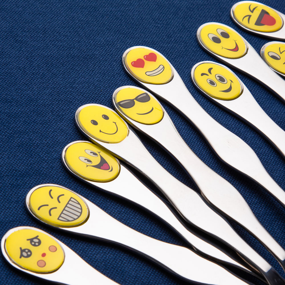Набор столовых приборов детский 2 пр. "Смайлики", нерж.сталь, 12 дизайнов, арт.№ 859-012