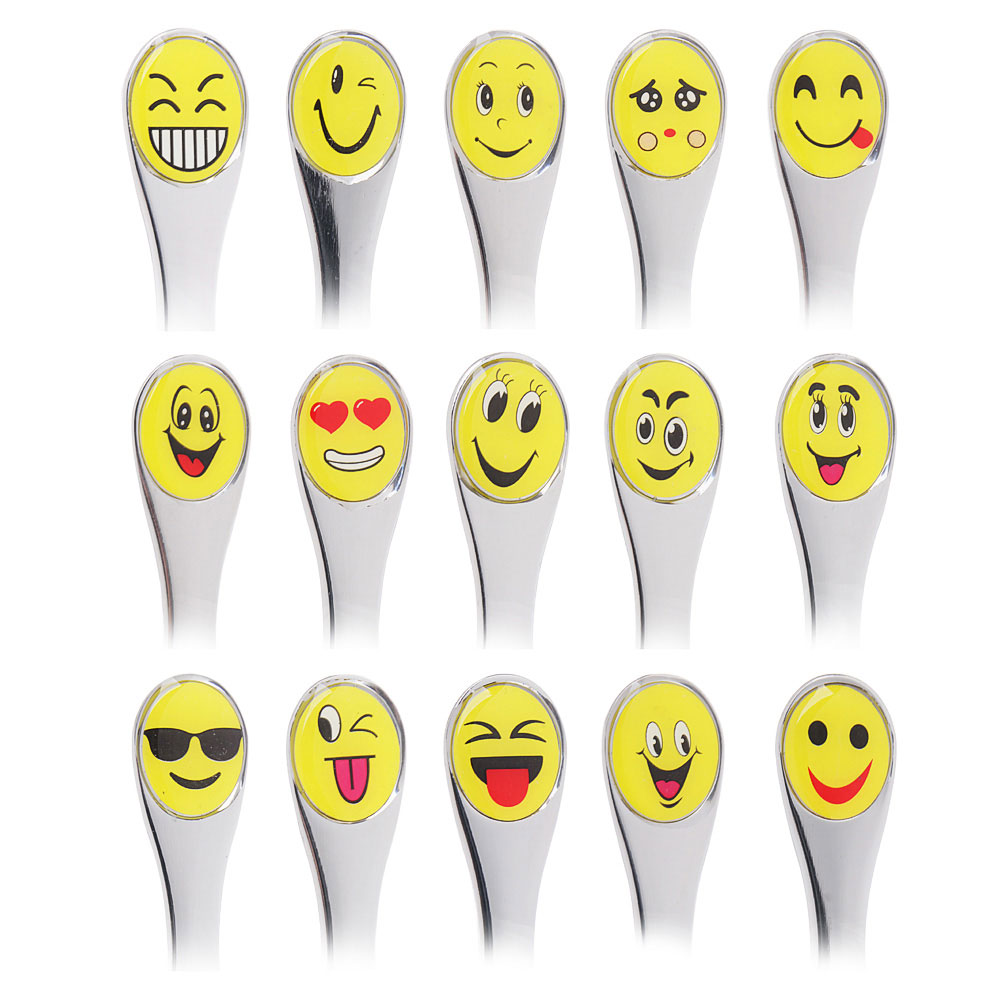 Набор столовых приборов детский 2 пр. "Смайлики", нерж.сталь, 12 дизайнов, арт.№ 859-012