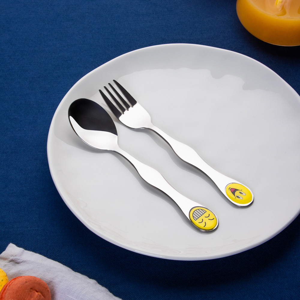 Набор столовых приборов детский 2 пр. "Смайлики", нерж.сталь, 12 дизайнов, арт.№ 859-012
