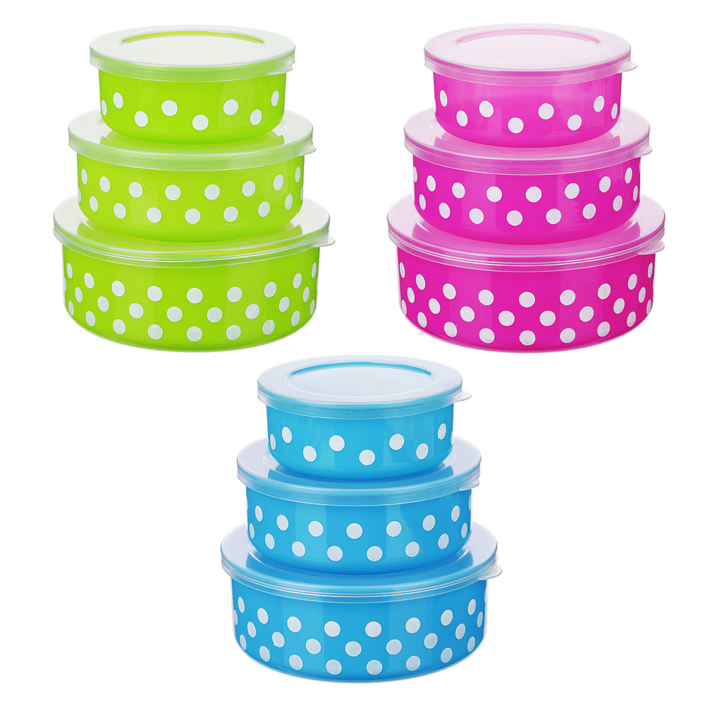 Набор контейнеров 3шт (10x4см + 13x5см +14,5x5,5см), полипропилен, 3 цвета, арт.№ 893-109