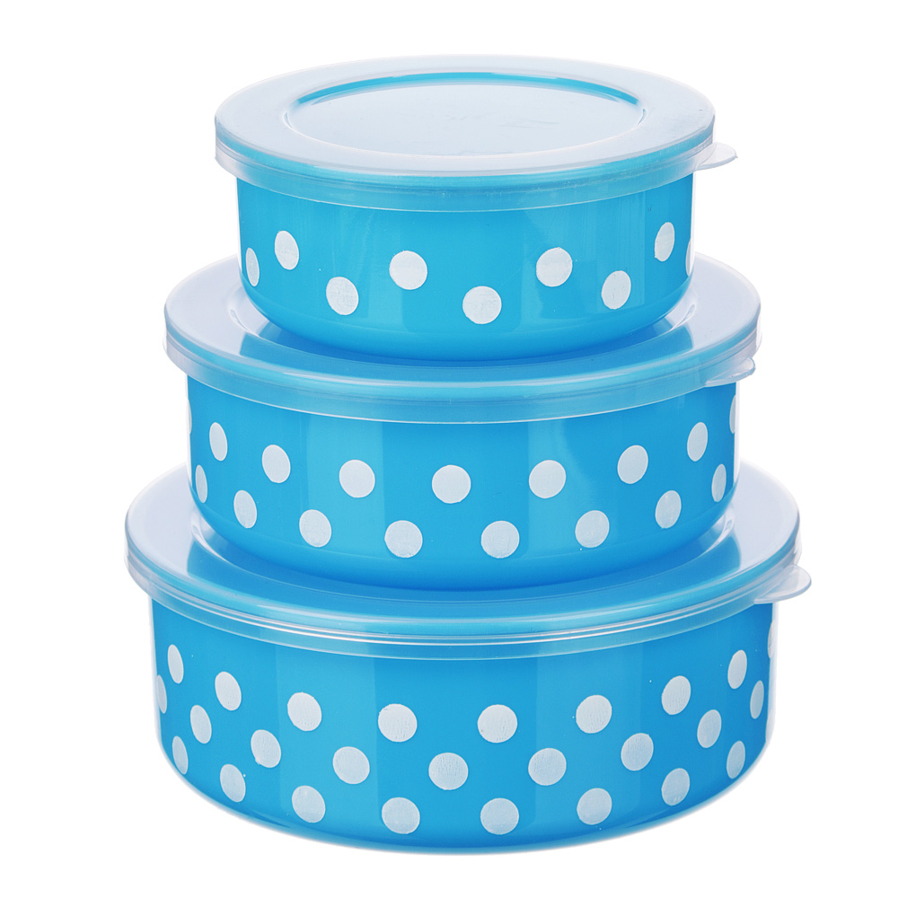 Набор контейнеров 3шт (10x4см + 13x5см +14,5x5,5см), полипропилен, 3 цвета, арт.№ 893-109