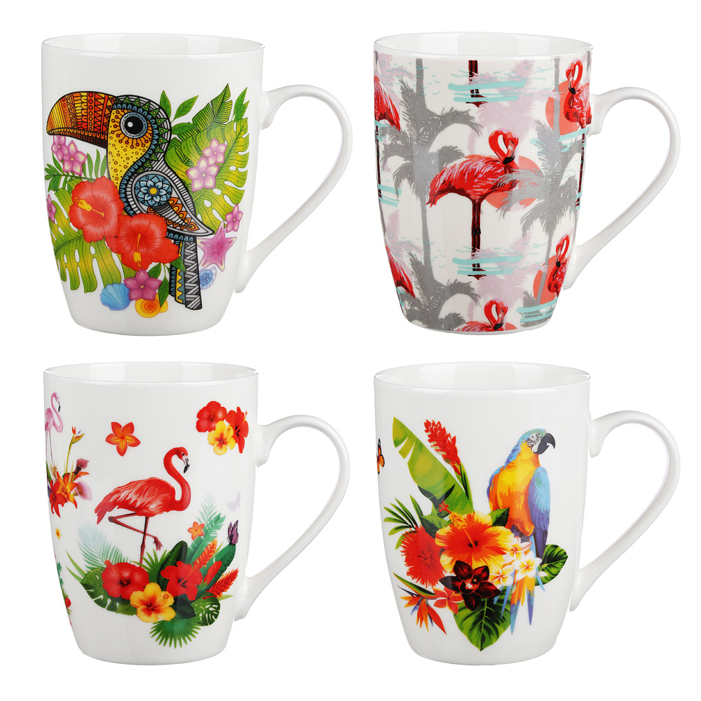 MILLIMI Тропические птицы Кружка 350мл, керамика, 4 дизайна, арт.№ 806-139
