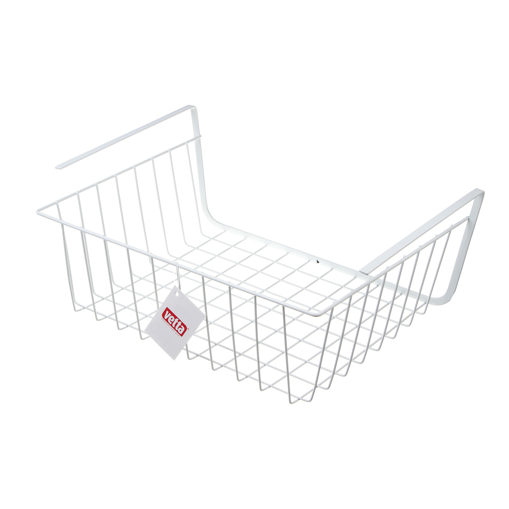 Корзина подвесная на полку тм VETTA, 35х26х13,5см, металл, цвет белый, арт.№ 481-060