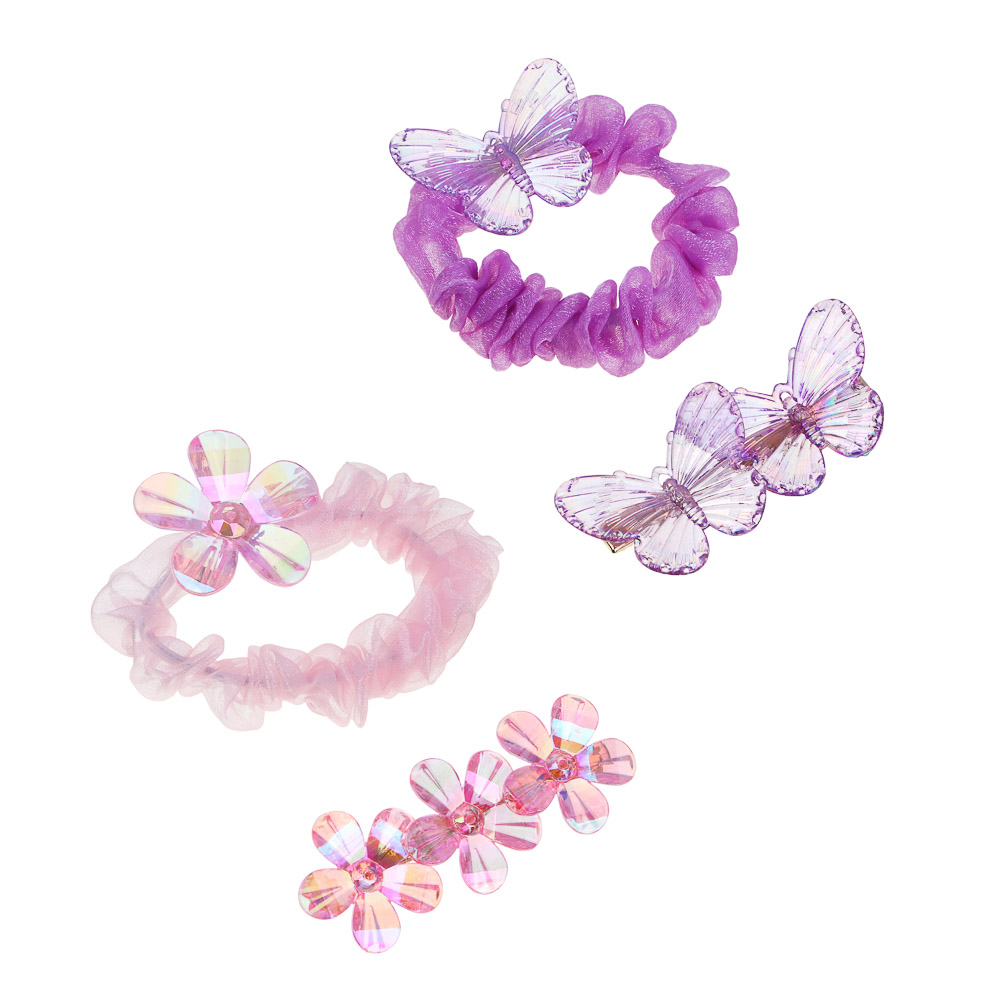 ЮНИLOOK Детские аксессуары для волос: резинка и заколка, d6см, 5,5/6 см, металл, ПЭ, пластик, 2 диз., арт.№ 321-377