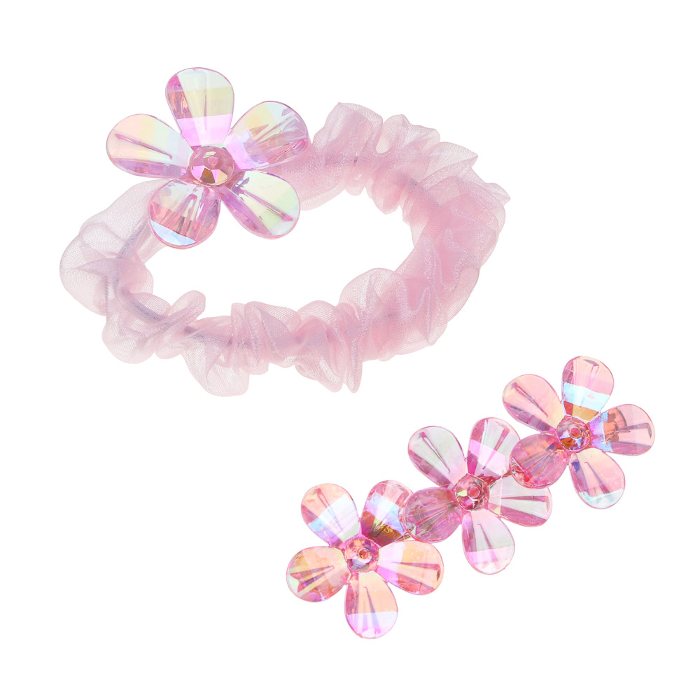 ЮНИLOOK Детские аксессуары для волос: резинка и заколка, d6см, 5,5/6 см, металл, ПЭ, пластик, 2 диз., арт.№ 321-377