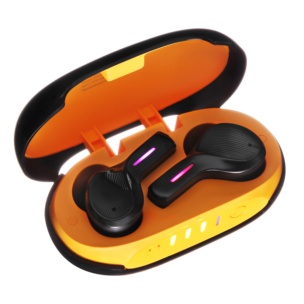 Наушники беспроводные TWS BY Рыжий, ANC шумоподавление, 37/320мАч, черно-оранжевые, арт.№ 410-204