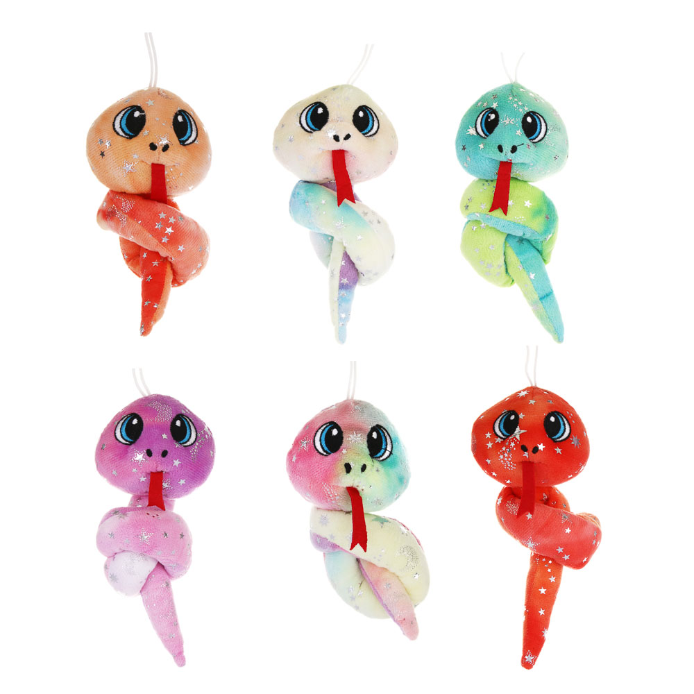 СНОУ БУМ Сувенир мягкий змейка, полиэстер, 38см, 4 цвета, арт.№ 394-528