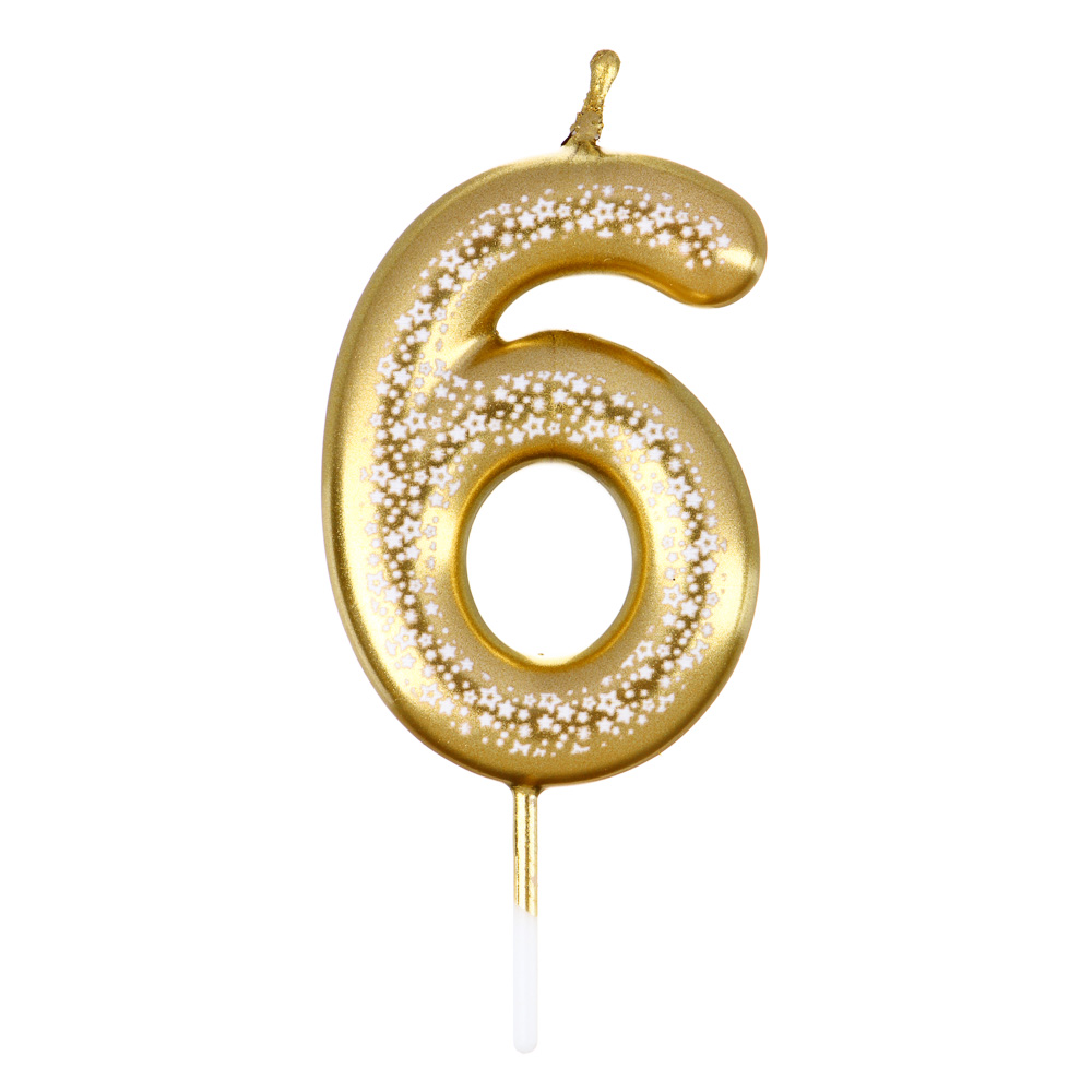 Свеча для торта - цифра тм Fntastic , 5,8 см, цвет золото с узором, парафин, пластик, (0-9), арт.№ 506-223