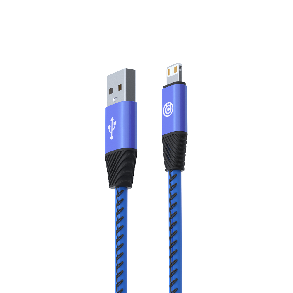 Кабель для зарядки USB(A)-iP ВСЁГАЗИН Премиум, 1м, 2А, кожаная оплётка, синий, арт.№ 931-277