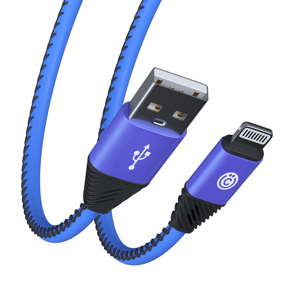 Кабель для зарядки USB(A)-iP ВСЁГАЗИН Премиум, 1м, 2А, кожаная оплётка, синий, арт.№ 931-277