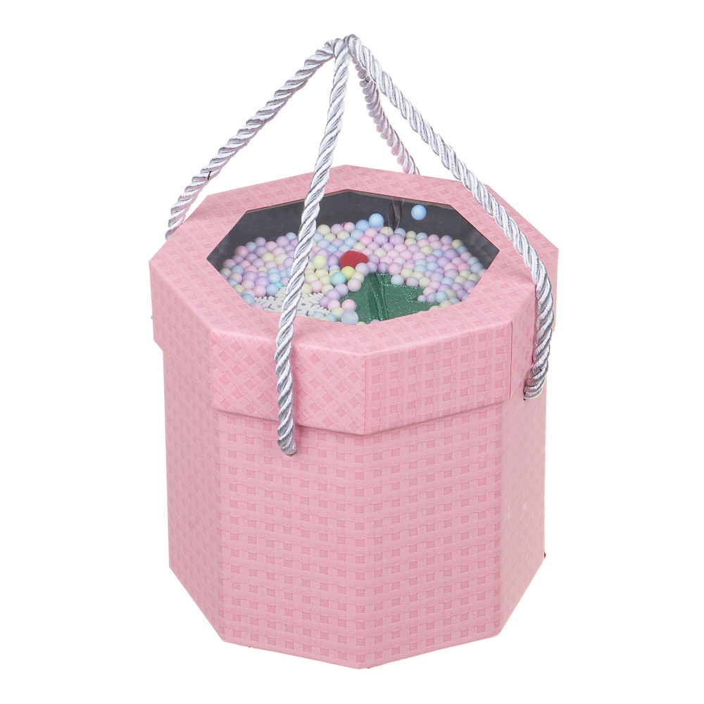 СНОУ БУМ Коробка подарочная бархатная, с ПВХ окном и декором внутри, 13x13x12,8 см, 4 цвета, арт 2, арт.№ 369-594