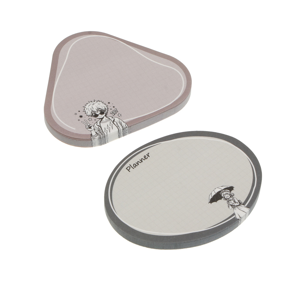 Набор клейкой бумаги для заметок, 2 блока по 50л, 80г, фигур. листы "Аниме", уп. 11х24см, арт.№ 557-124