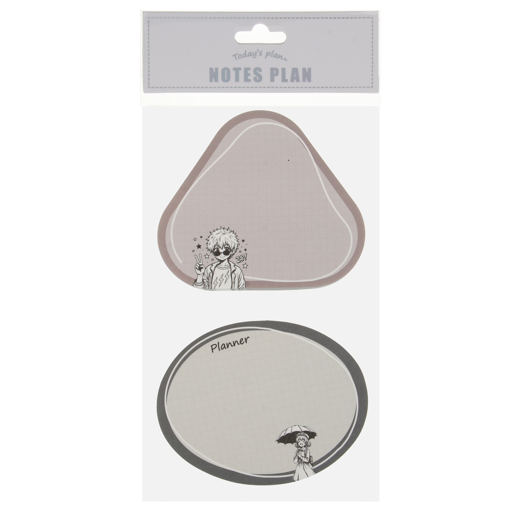 Набор клейкой бумаги для заметок, 2 блока по 50л, 80г, фигур. листы "Аниме", уп. 11х24см, арт.№ 557-124