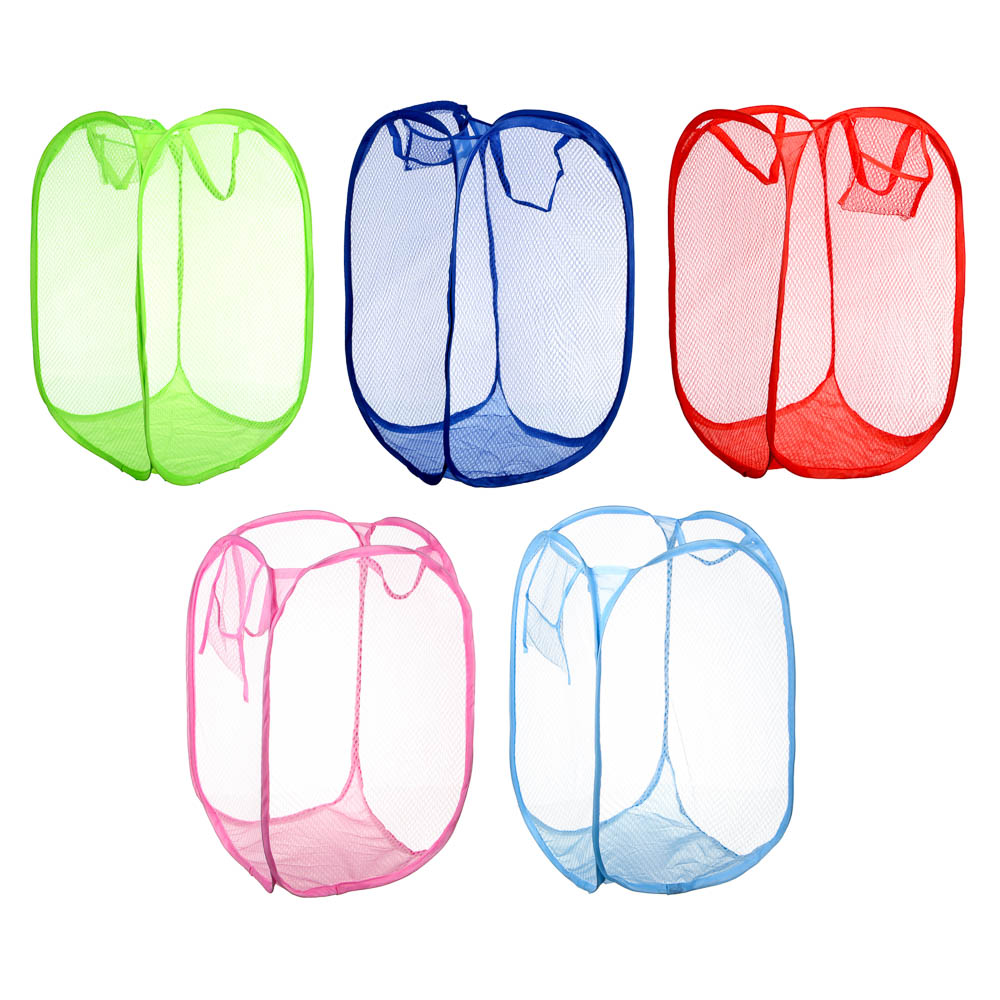 Корзина для игрушек раскладная сетчатая с ручками, полиэстер, 34х57х34см, 4-6 цветов, арт.№ 275-039