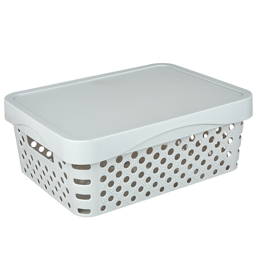 Корзина для хранения с крышкой 11л, 36,5х27,5х14см, пластик, 2 цвета, арт.№ 406-147