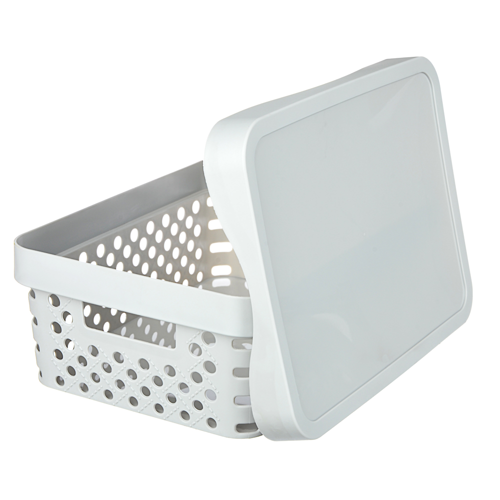 Корзина для хранения с крышкой 11л, 36,5х27,5х14см, пластик, 2 цвета, арт.№ 406-147