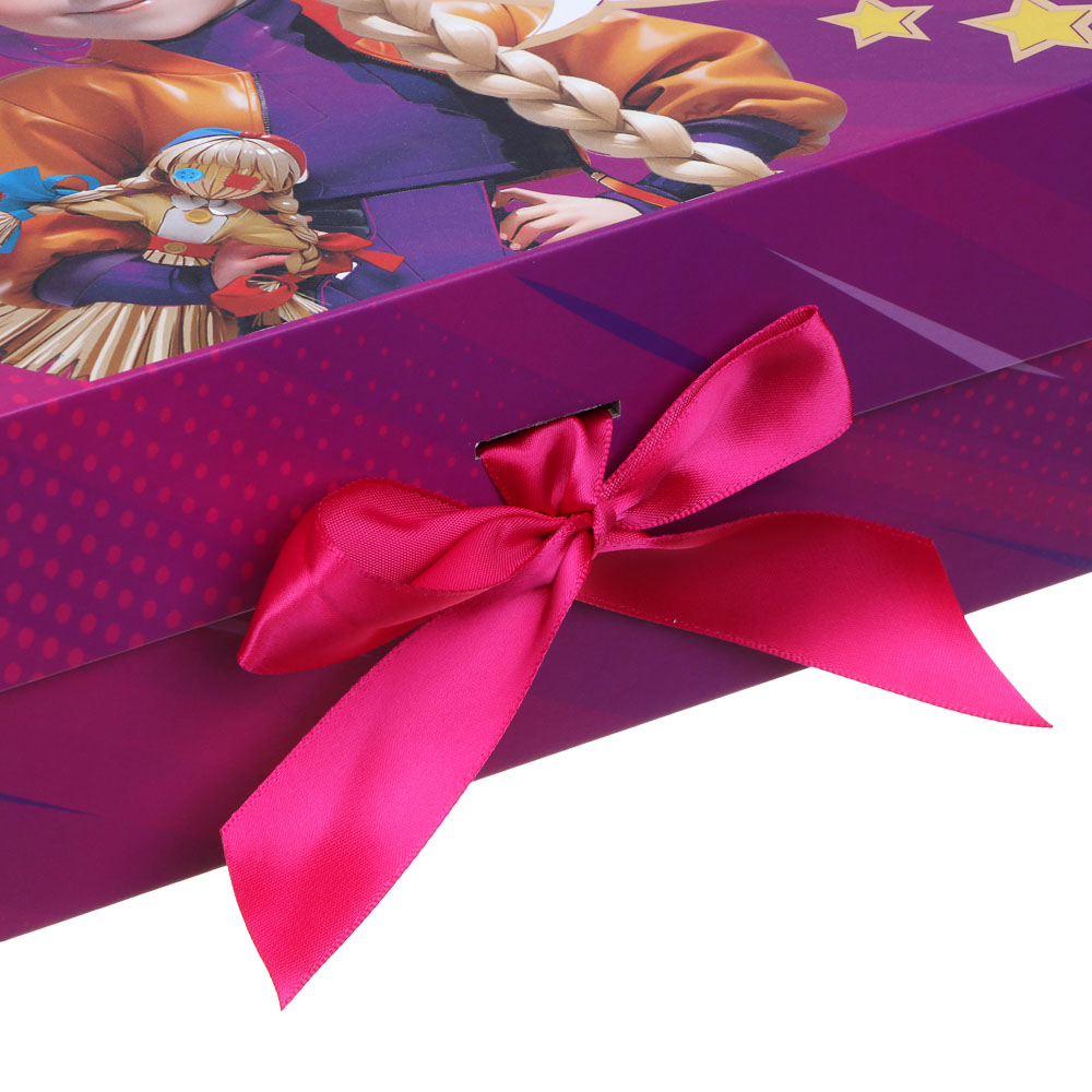 BY Коробка подарочная складная с лентой, тиснение фольгой, 28x20x9см, Василиса, арт.№ 207-061