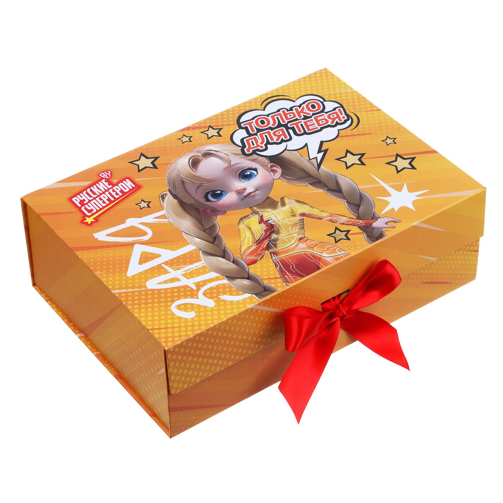 BY Коробка подарочная складная с лентой, тиснение фольгой, 28x20x9см, Заря, арт.№ 207-064