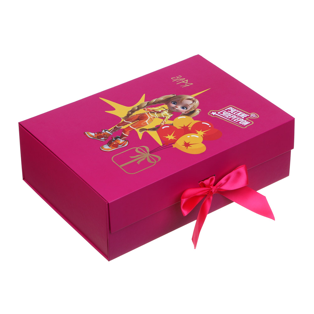 BY Коробка подарочная складная с лентой, тиснение фольгой, 28x20x9см, Заря 2, арт.№ 207-066