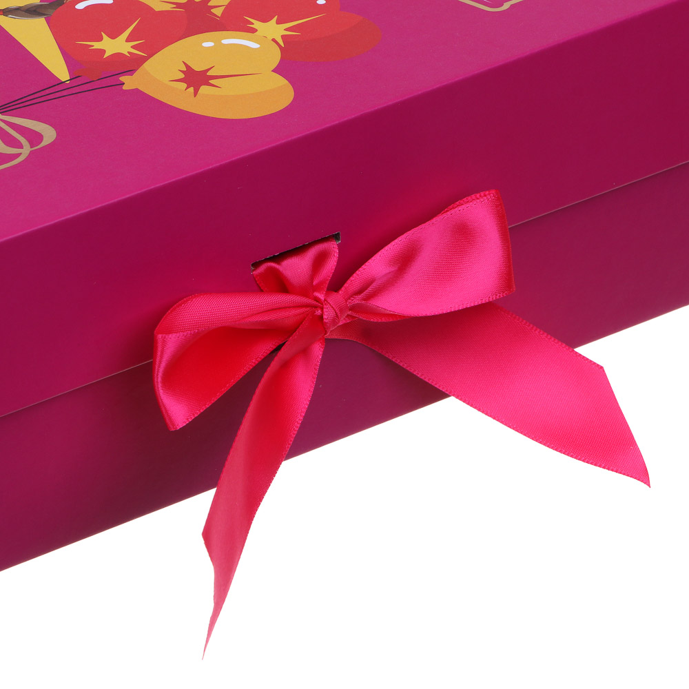 BY Коробка подарочная складная с лентой, тиснение фольгой, 28x20x9см, Заря 2, арт.№ 207-066