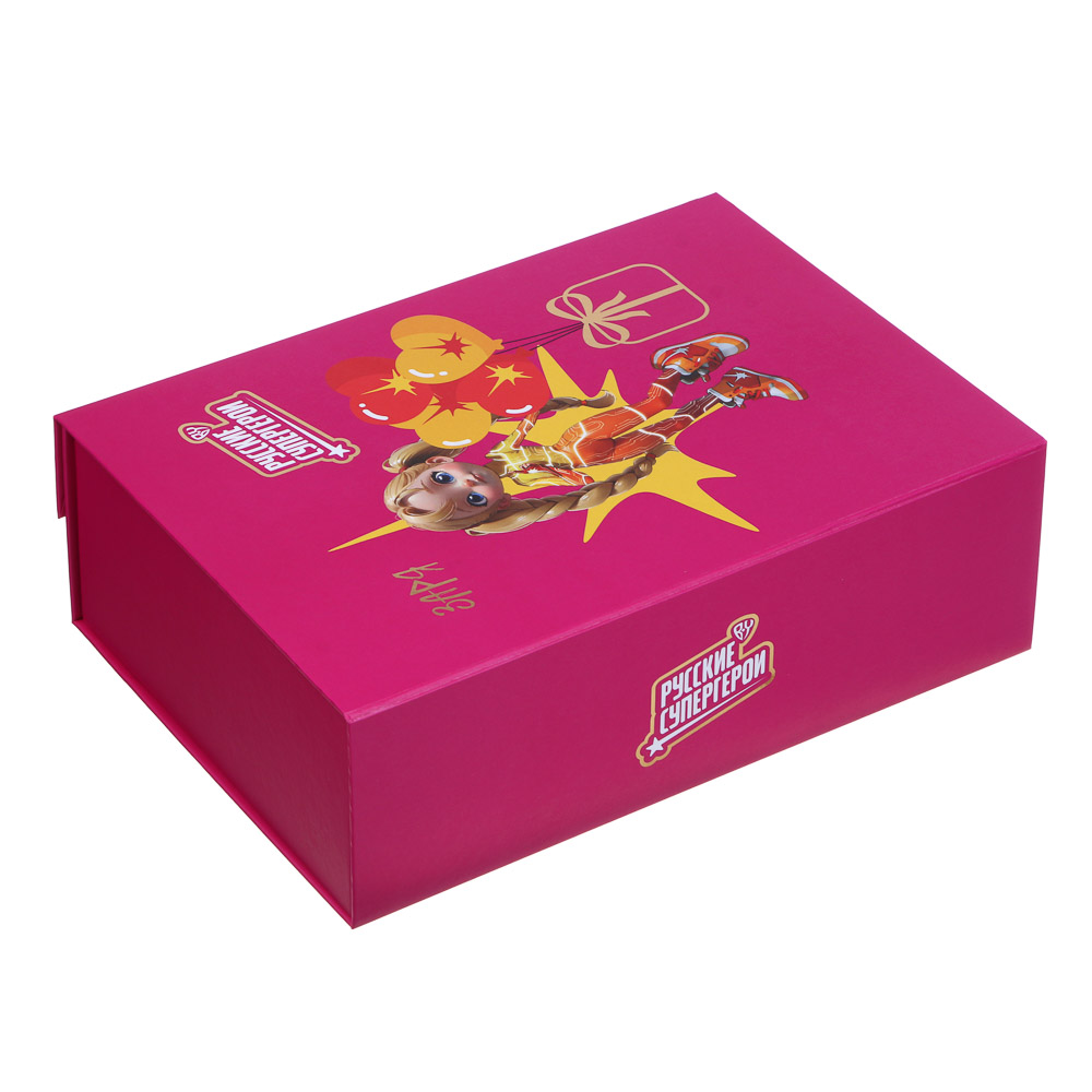 BY Коробка подарочная складная с лентой, тиснение фольгой, 28x20x9см, Заря 2, арт.№ 207-066