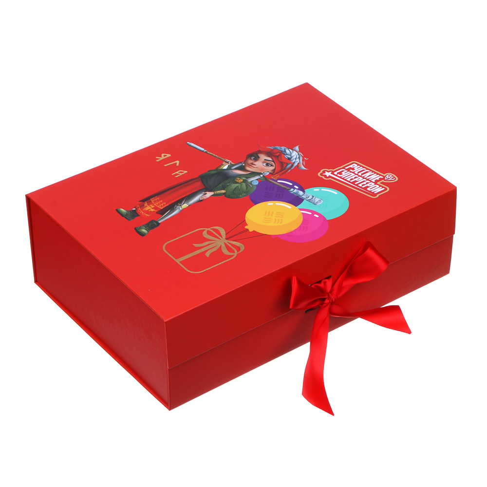 BY Коробка подарочная складная с лентой, тиснение фольгой, 28x20x9см, Яга, арт.№ 207-067