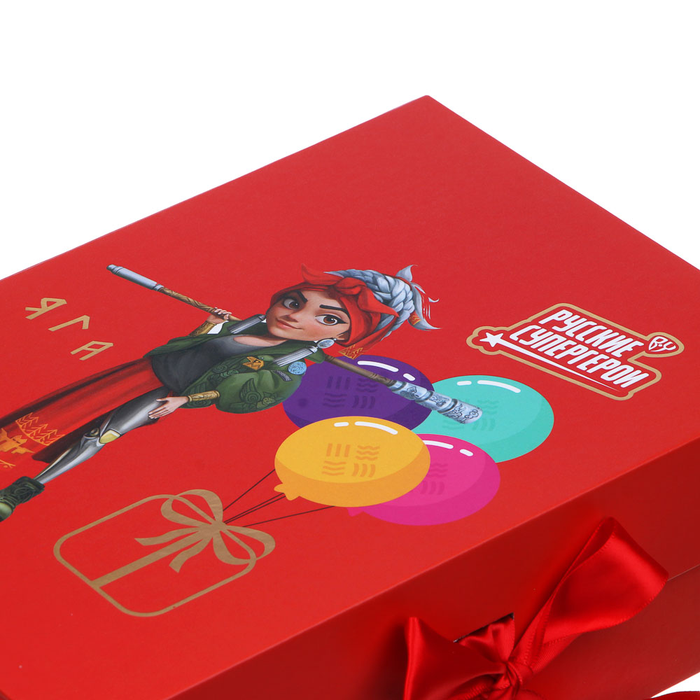 BY Коробка подарочная складная с лентой, тиснение фольгой, 28x20x9см, Яга, арт.№ 207-067