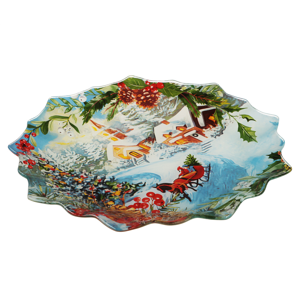 Зимний пейзаж Блюдо круглое, 25см, стекло, арт.№ 820-789