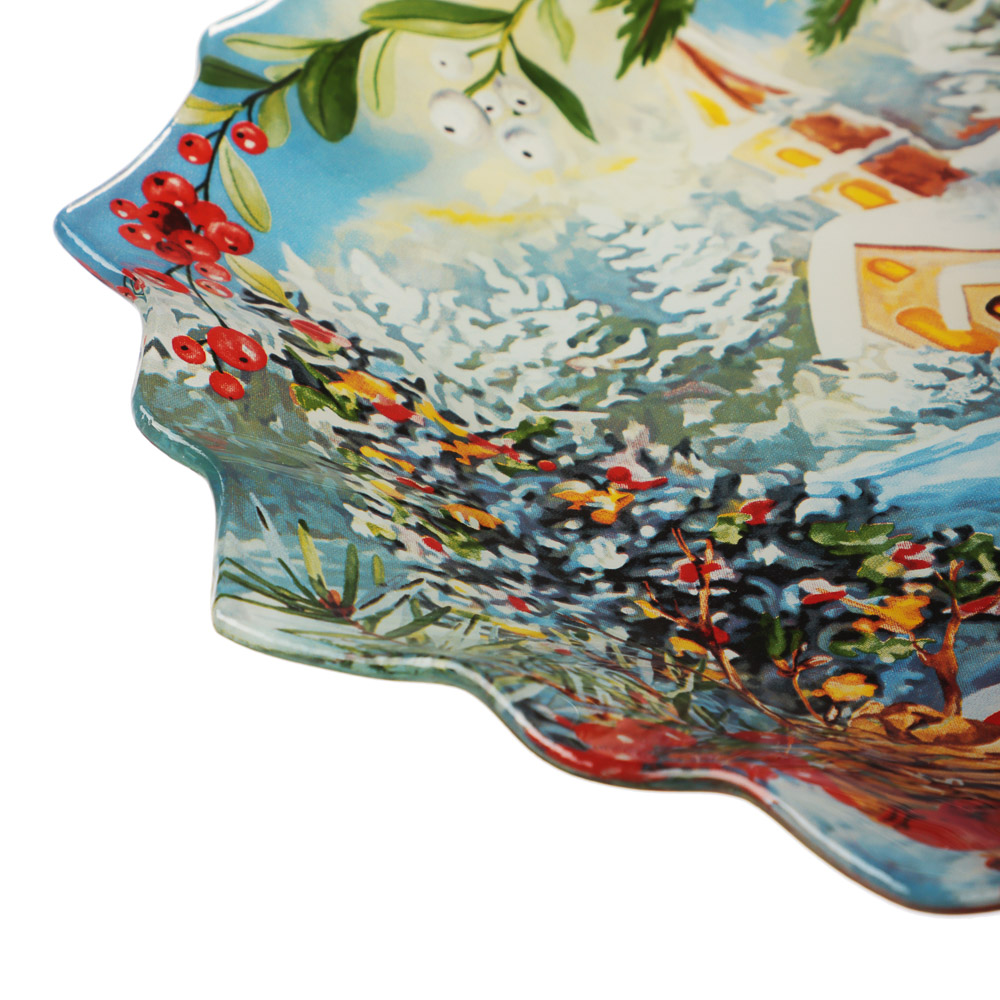 Зимний пейзаж Блюдо круглое, 25см, стекло, арт.№ 820-789