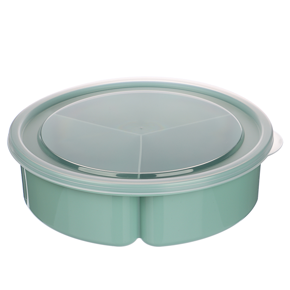 Контейнер-менажница круглый 0,9л D-20см, 3 секции (3x300мл), пластик, 2 цвета, арт.№ 861-434