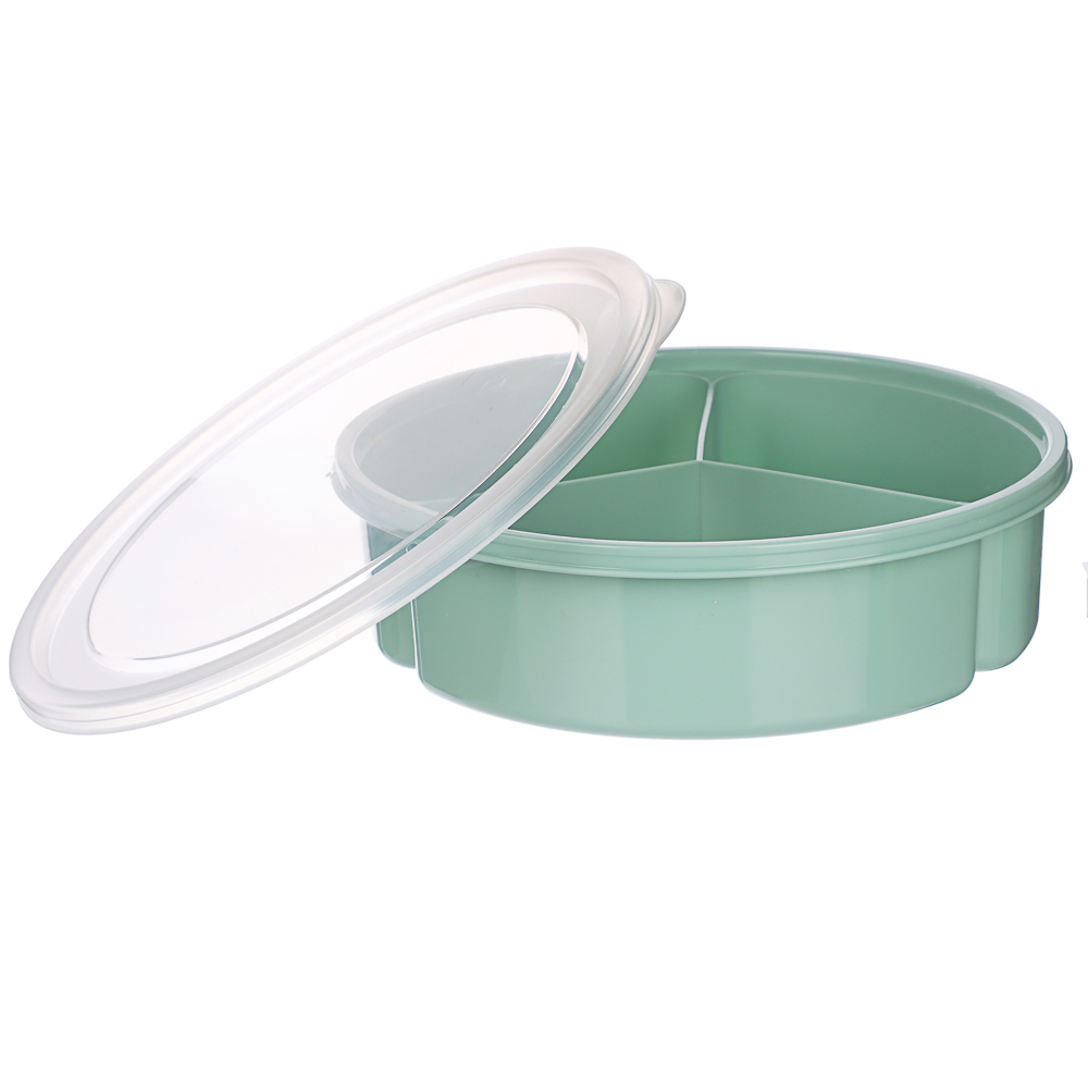 Контейнер-менажница круглый 0,9л D-20см, 3 секции (3x300мл), пластик, 2 цвета, арт.№ 861-434