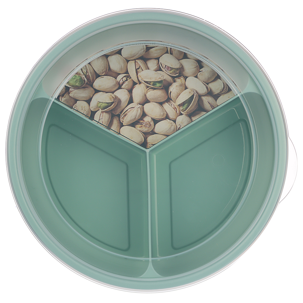 Контейнер-менажница круглый 0,9л D-20см, 3 секции (3x300мл), пластик, 2 цвета, арт.№ 861-434