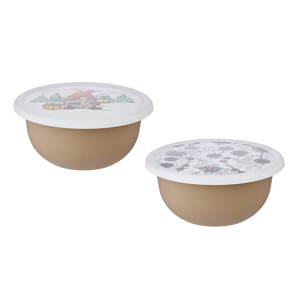 Шишки, Гном Миска с крышкой 1,2л, пластик, 2 дизайна, арт.№ 861-472