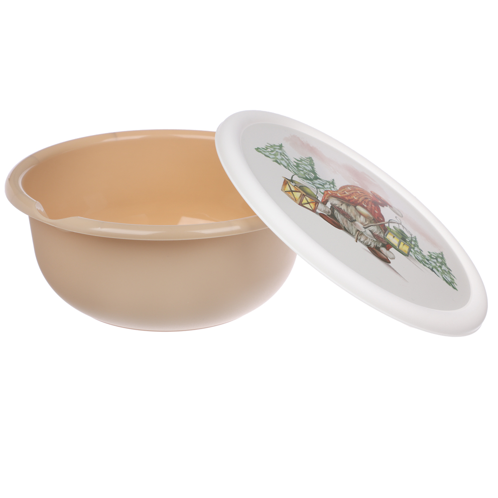 Шишки, Гном Миска с крышкой 2,1л, пластик, 2 дизайна, арт.№ 861-473